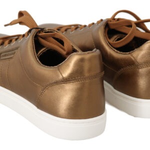 Gold Leather Mens Casual Sneakers - Jag Couture London