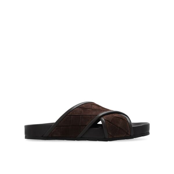Brown Lamb Leather Flat Sandals