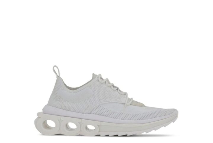 White Nylon Athletic Sneakers