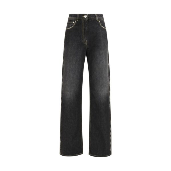 Black Cotton Straight-Leg Jeans