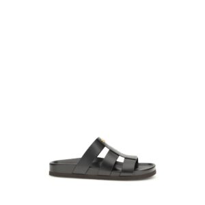 Black Calf Leather Bos Taurus Sandals