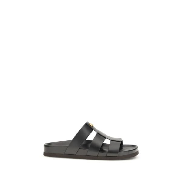 Black Calf Leather Bos Taurus Sandals