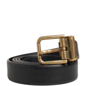 Men Black Classic Leather Metal Buckle Belt