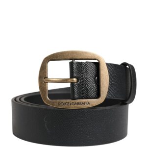 Men Black Classic Leather Metal Buckle Belt