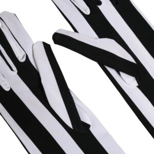 Black White Stripes Nylon Elbow Length Women Gloves