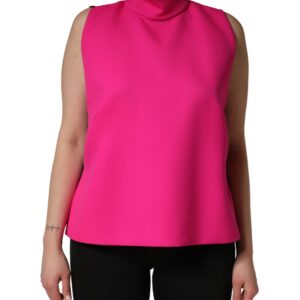 Hot Pink Wool Backless Sleeveless Tank Top