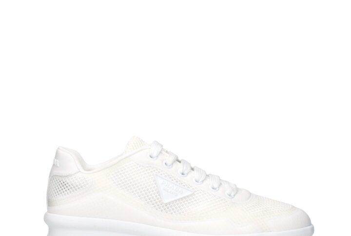White Fabric Low Top Sneakers