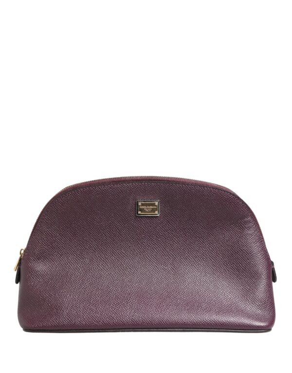Dark Purple Leather DG Logo Zip Around Hand Purse Wallet