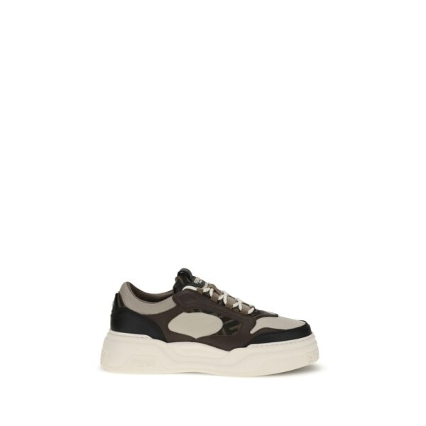 Black Calf Leather Bos Taurus Chunky Sneakers