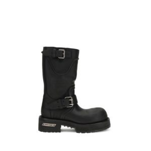 Black Calf Leather Bos Taurus Lace-Up Boots