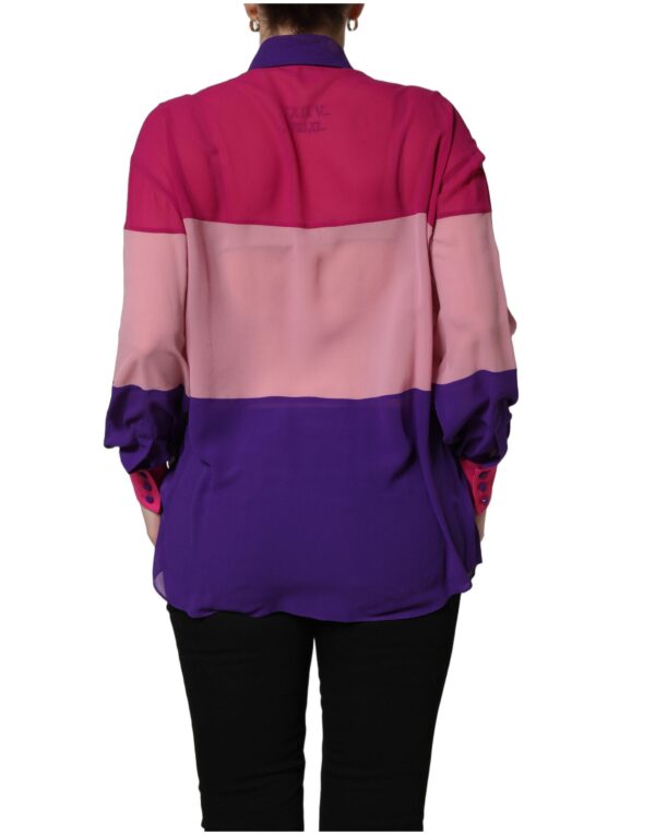 Multicolor Silk Patchwork Shirt Blouse Top