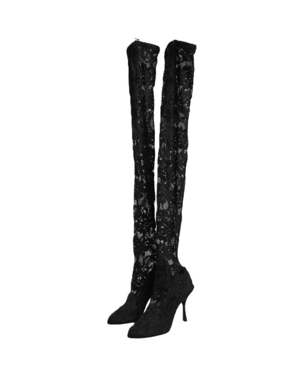 Black Taormina Lace Socks Boots Pumps Shoes