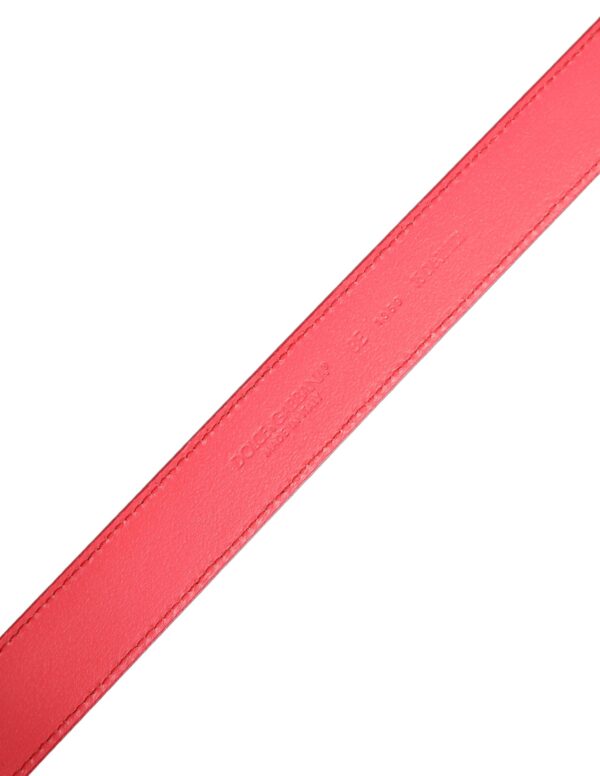 Pink Lambskin Leather Silver Metal Buckle Belt