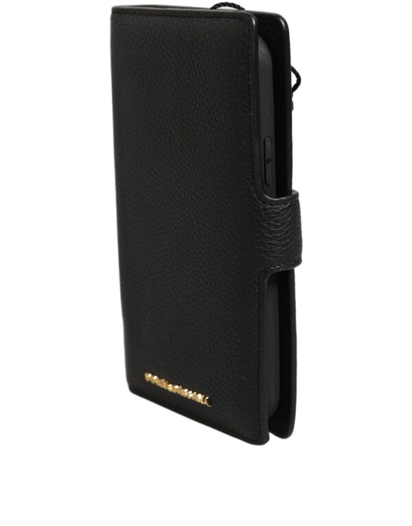Case Flip Cover Black Calf Leather iPhone11 PRO Phone