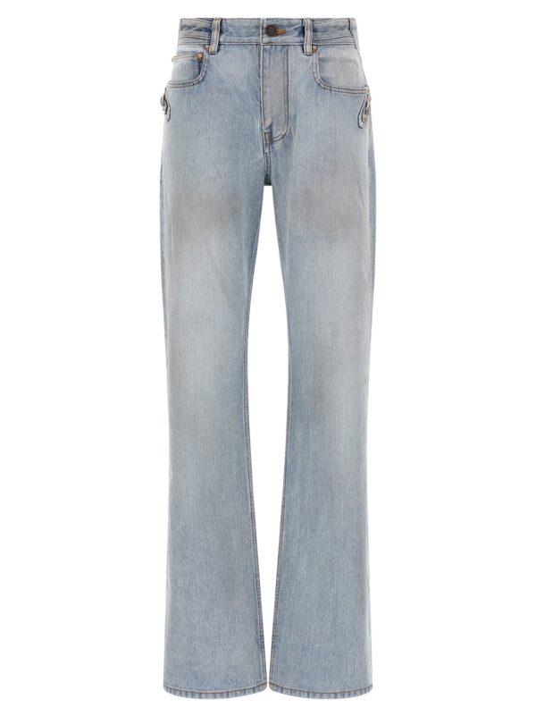 Blue Cotton Straight-Leg Jeans