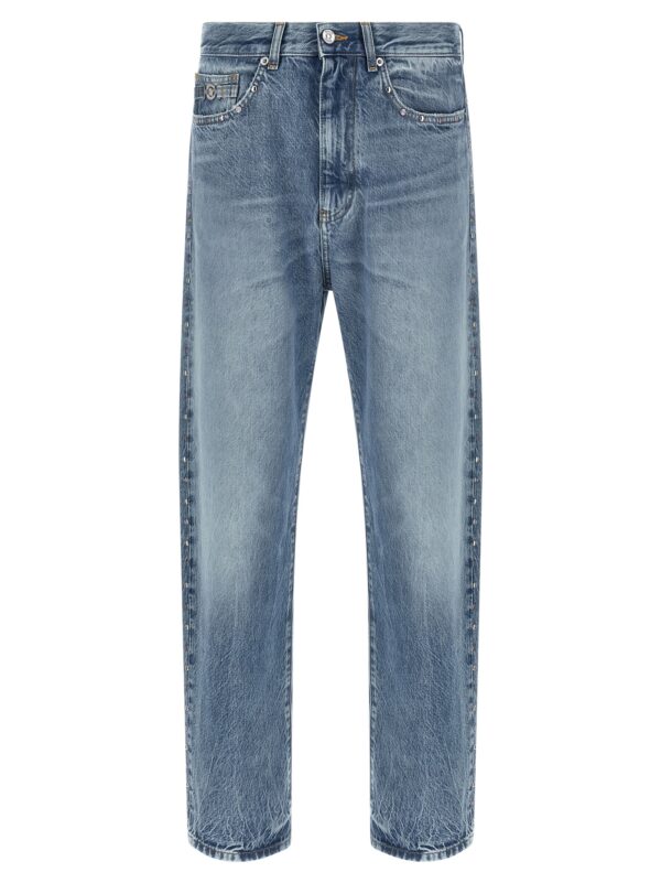 Blue Cotton Straight-Leg Jeans