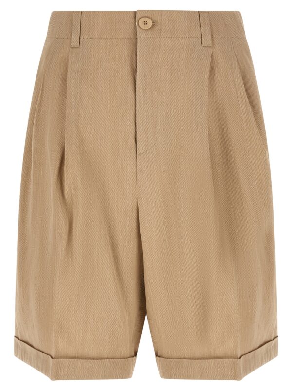 Beige Linen Bermuda Shorts
