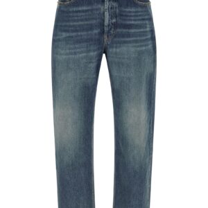 Blue Cotton Straight-Leg Jeans
