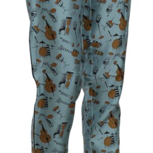 Blue Musical Instruments Print Tapered Pants - Jag Couture London