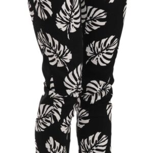 Black Palm Leaf Print Skinny Pants - Jag Couture London
