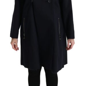 Coat Blue Cotton Women Trench Jacket - Jag Couture London