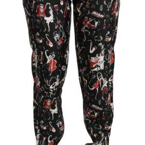 Black Silk Instrument Mid Waist Pants - Jag Couture London