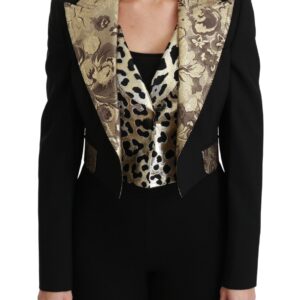 Black Jacquard Vest Blazer Coat Wool Jacket - Jag Couture London
