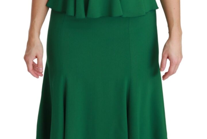 Green Heart Patch Mermaid Midi Viscose Dress - Jag Couture London