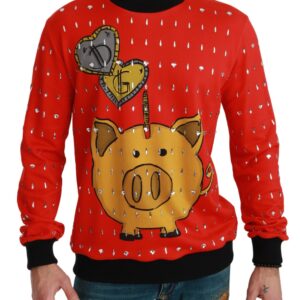 Red Crystal Pig of the Year Sweater - Jag Couture London