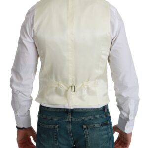 White Waistcoat Formal Wool  Vest - Jag Couture London