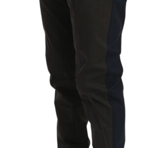 Blue Gray Stripes Trouser Cotton Pants - Jag Couture London