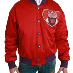 Red YEAR OF THE PIG Bomber Jacket - Jag Couture London