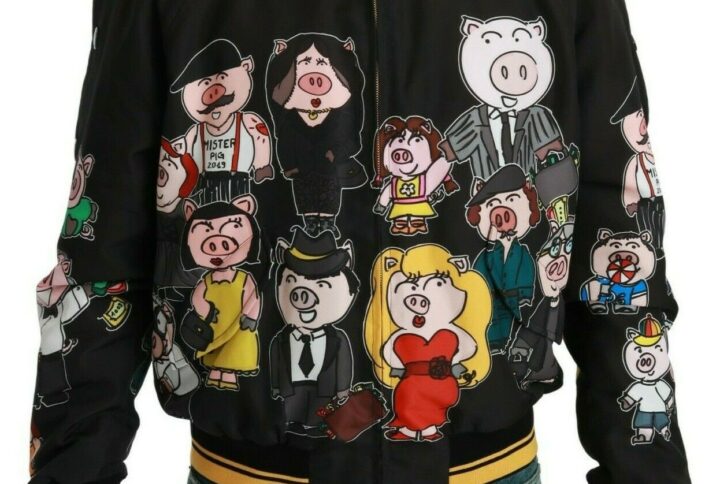 Black YEAR OF THE PIG Bomber Jacket - Jag Couture London