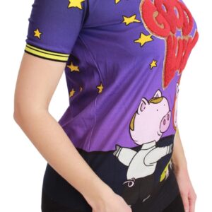 Purple YEAR OF THE PIG Top Cotton T-shirt - Jag Couture London