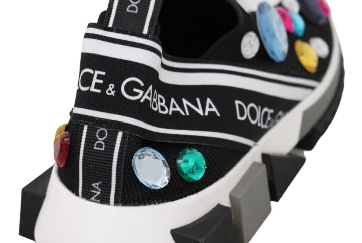 Black Multicolor Crystal Sneakers Shoes - Jag Couture London