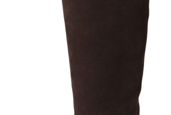 Brown Suede Studded Knee High Shoes Boots - Jag Couture London