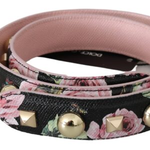 Pink Floral Leather Stud Accessory Shoulder Strap - Jag Couture London