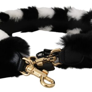 Black White Lapin Fur Accessory Shoulder Strap - Jag Couture London