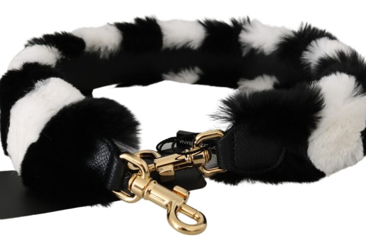 Black White Lapin Fur Accessory Shoulder Strap - Jag Couture London