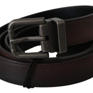 Solid Brown Leather Gray Buckle Belt - Jag Couture London