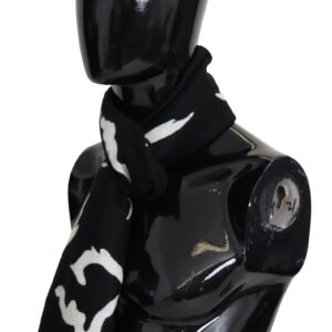 Black White Wool Unisex Winter Warm Scarf Wrap Shawl - Jag Couture London
