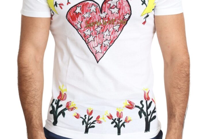 White Saint Valentine Print Cotton Men T-shirt - Jag Couture London