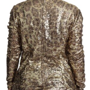 Brown Leopard Fit Turtleneck Sequin Sweater - Jag Couture London