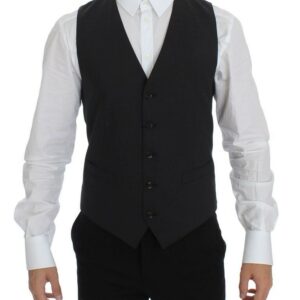 Gray Wool Stretch Dress Blazer Vest - Jag Couture London