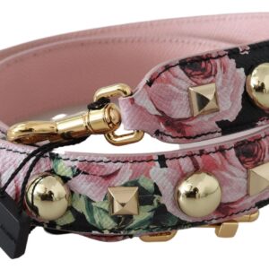 Pink Floral Gold Studs Bag Accessory Shoulder Strap - Jag Couture London