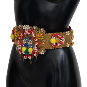 Embellished Floral Crystal Wide Waist Carretto Belt - Jag Couture London