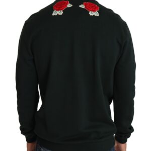 Green Crystal Heart Roses Gun Sweater - Jag Couture London