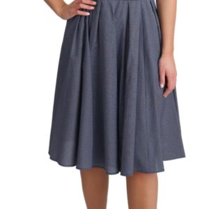 Blue Polka Cotton A-Line Stretch Dress - Jag Couture London