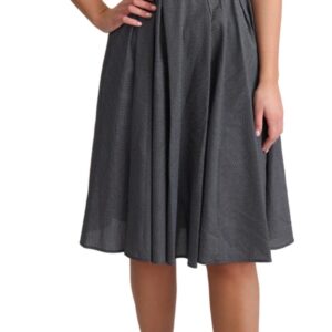 Black Polka Dotted Cotton A-Line Dress - Jag Couture London