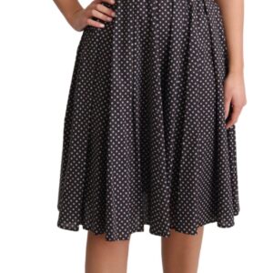 Black Floral Cotton A-Line Stretch Dress - Jag Couture London